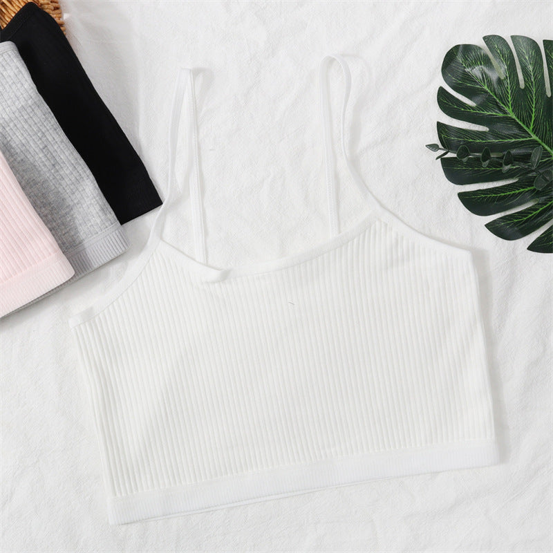Foreign Trade Hot-Selling Developmental Girls' Camisole Double-Layer Cotton Teenage Girls' Underwear Junior High School Girls' Bra Factory Wholesale