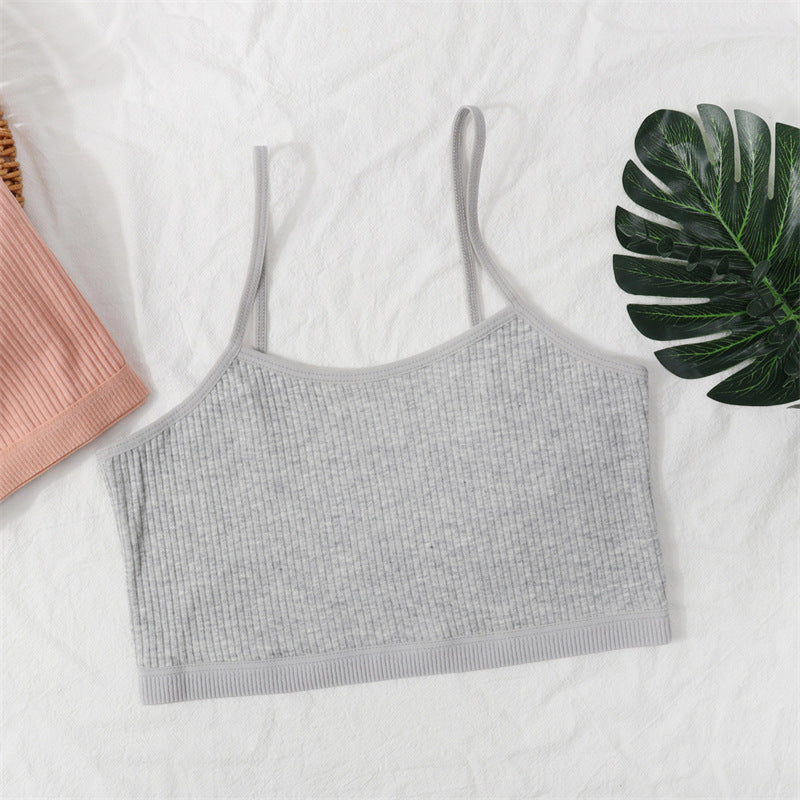 Foreign Trade Hot-Selling Developmental Girls' Camisole Double-Layer Cotton Teenage Girls' Underwear Junior High School Girls' Bra Factory Wholesale