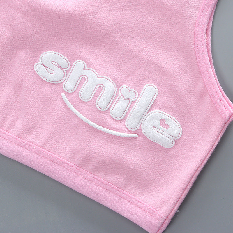 bra Girls' Bra 7-14 Years Old Children's Developmental Period Small Vest Underwear Double Layer Camisole Cotton Export Middle School Girls