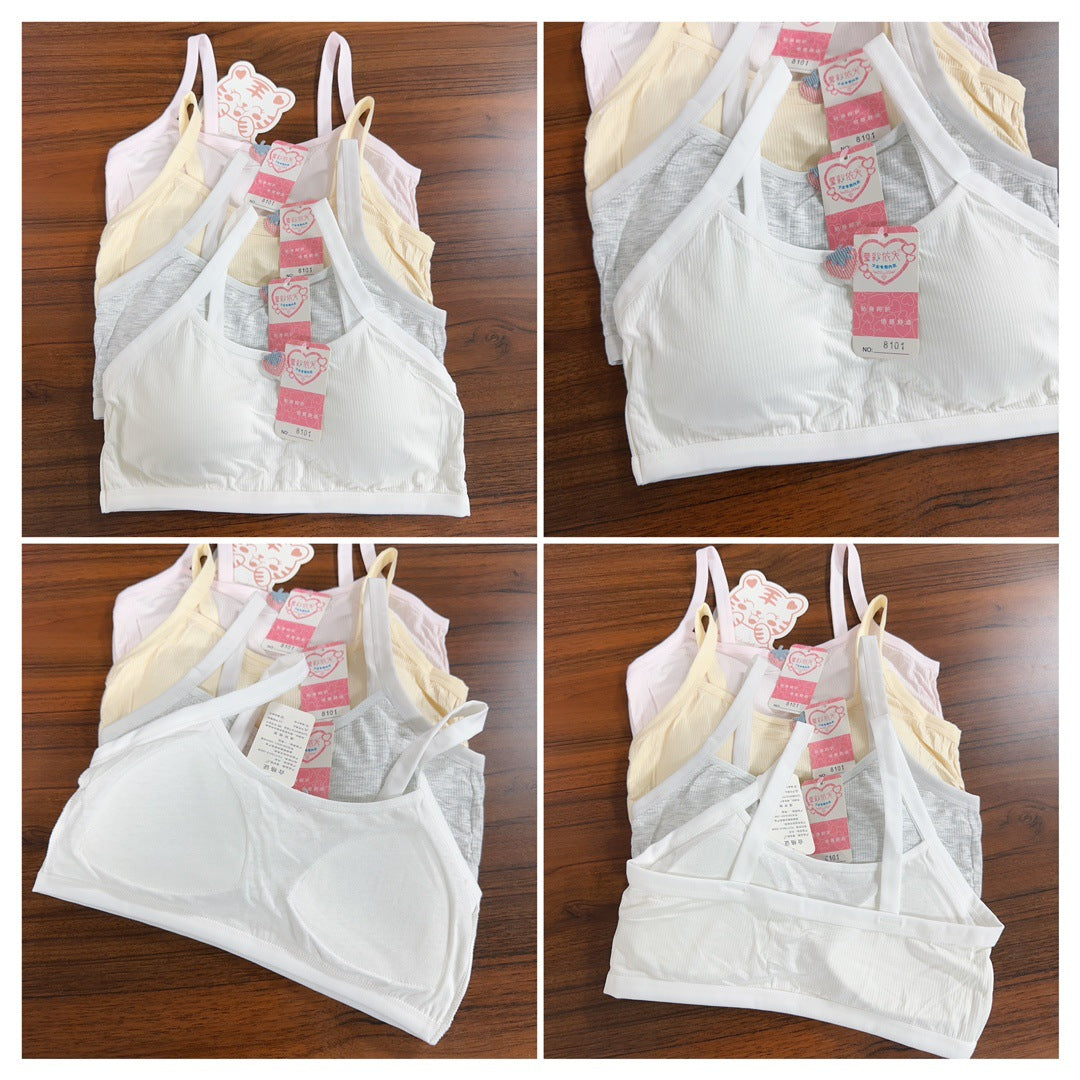 Cotton Girls' Underwear Fixed Cup Student Vest Puberty Development Bra Girls' Underwear Clearance Wholesale