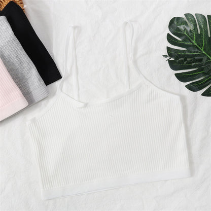Foreign Trade Hot-Selling Developmental Girls' Camisole Double-Layer Cotton Teenage Girls' Underwear Junior High School Girls' Bra Factory Wholesale