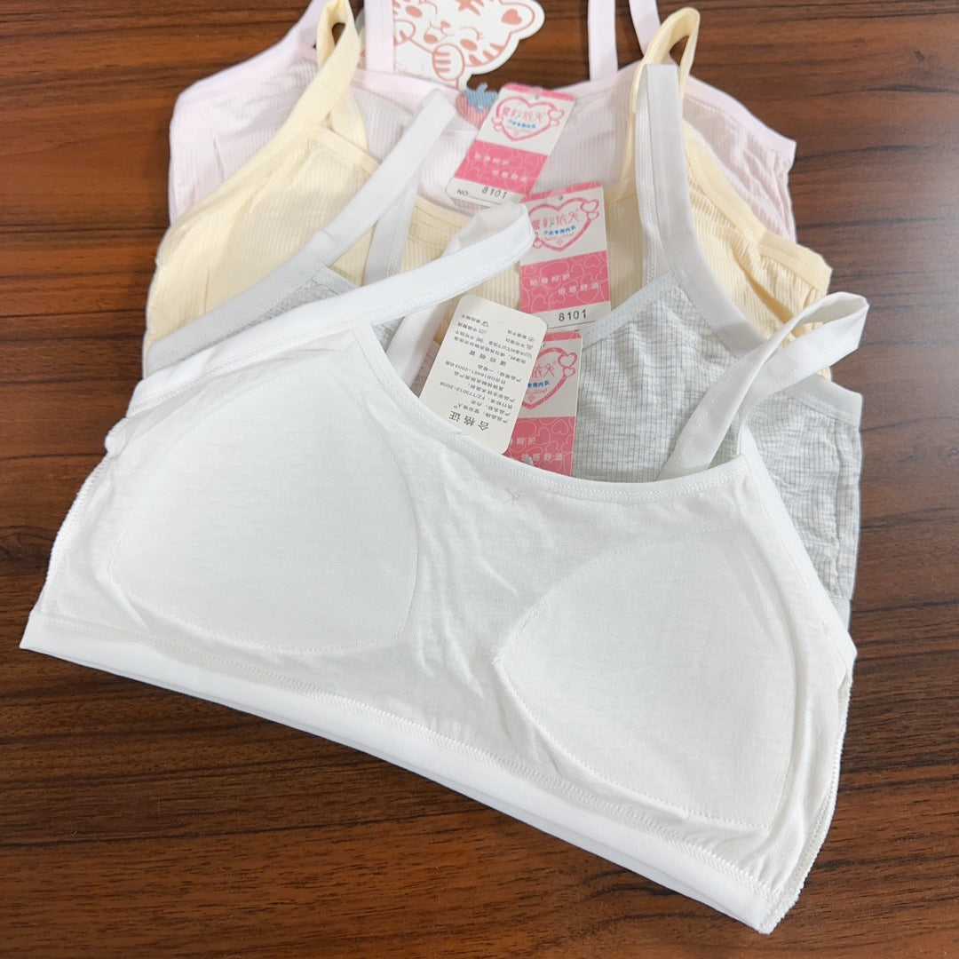Cotton Girls' Underwear Fixed Cup Student Vest Puberty Development Bra Girls' Underwear Clearance Wholesale