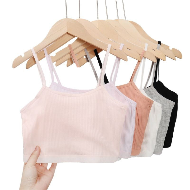 Foreign Trade Hot-Selling Developmental Girls' Camisole Double-Layer Cotton Teenage Girls' Underwear Junior High School Girls' Bra Factory Wholesale