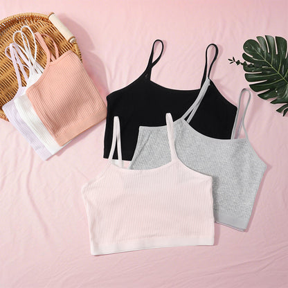 Foreign Trade Hot-Selling Developmental Girls' Camisole Double-Layer Cotton Teenage Girls' Underwear Junior High School Girls' Bra Factory Wholesale