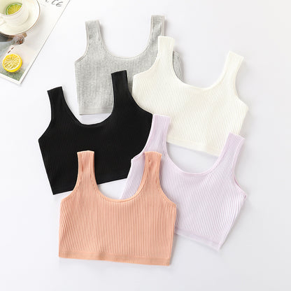 Foreign Trade Hot-Selling Developmental Girls' Camisole Double-Layer Cotton Teenage Girls' Underwear Junior High School Girls' Bra Factory Wholesale