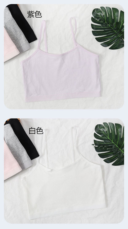 Foreign Trade Hot-Selling Developmental Girls' Camisole Double-Layer Cotton Teenage Girls' Underwear Junior High School Girls' Bra Factory Wholesale