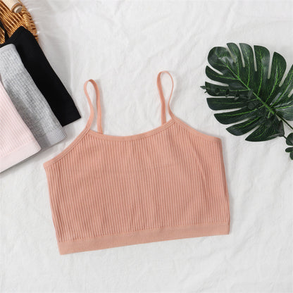 Foreign Trade Hot-Selling Developmental Girls' Camisole Double-Layer Cotton Teenage Girls' Underwear Junior High School Girls' Bra Factory Wholesale
