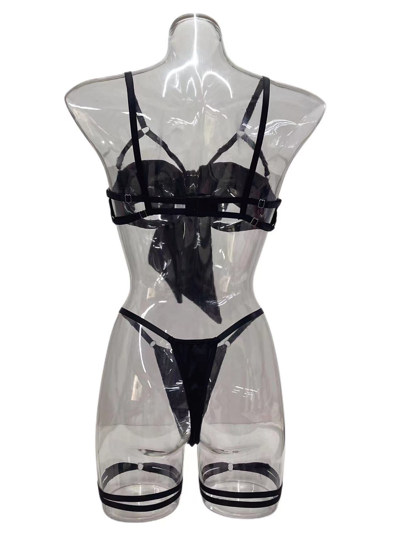 Lingerie New Style Sexy Lingerie Exquisite Bowknot Hollow Sexy Three-Piece Set with Underwire