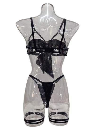 Lingerie New Style Sexy Lingerie Exquisite Bowknot Hollow Sexy Three-Piece Set with Underwire