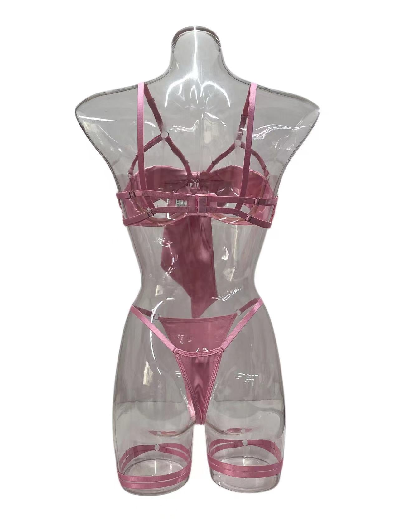 Lingerie New Style Sexy Lingerie Exquisite Bowknot Hollow Sexy Three-Piece Set with Underwire