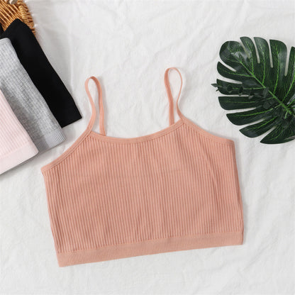 Foreign Trade Hot-Selling Developmental Girls' Camisole Double-Layer Cotton Teenage Girls' Underwear Junior High School Girls' Bra Factory Wholesale