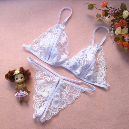 Wholesale Sexy Lace Transparent Open Crotch Temptation Three-Point Women's Lingerie Open Crotch Set One Piece Dropshipping