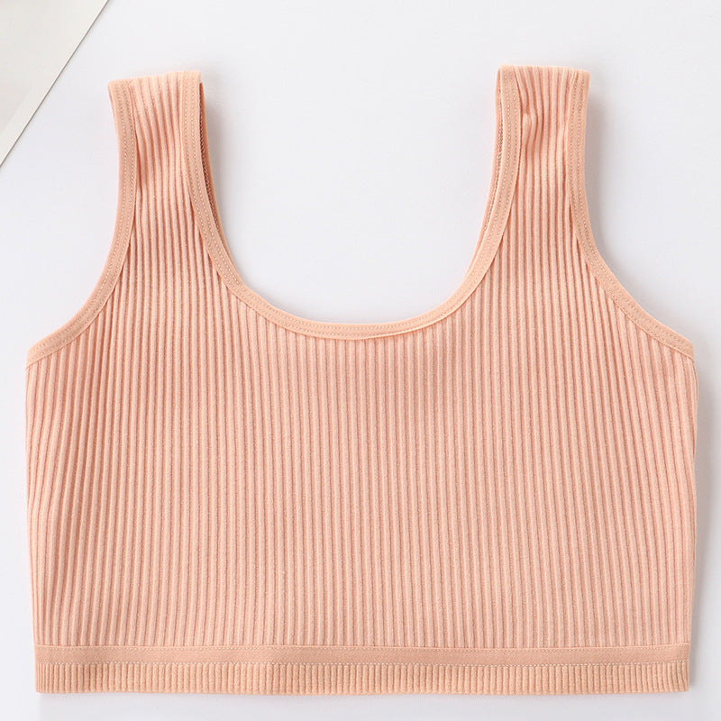 Foreign Trade Hot-Selling Developmental Girls' Camisole Double-Layer Cotton Teenage Girls' Underwear Junior High School Girls' Bra Factory Wholesale