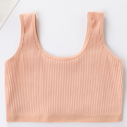 Foreign Trade Hot-Selling Developmental Girls' Camisole Double-Layer Cotton Teenage Girls' Underwear Junior High School Girls' Bra Factory Wholesale