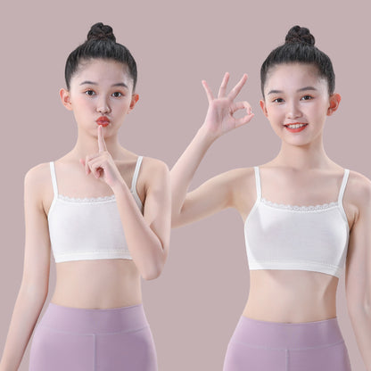 Girls' Underwear Vest Developmental Period 7-13 Years Old Children's First Stage Elementary School Middle School Girls' Bra Summer Thin