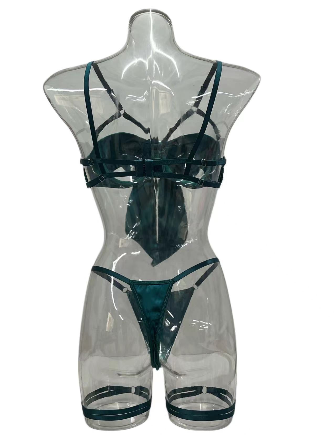 Lingerie New Style Sexy Lingerie Exquisite Bowknot Hollow Sexy Three-Piece Set with Underwire