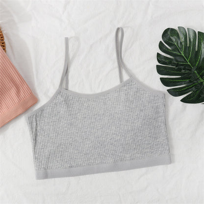 Foreign Trade Hot-Selling Developmental Girls' Camisole Double-Layer Cotton Teenage Girls' Underwear Junior High School Girls' Bra Factory Wholesale
