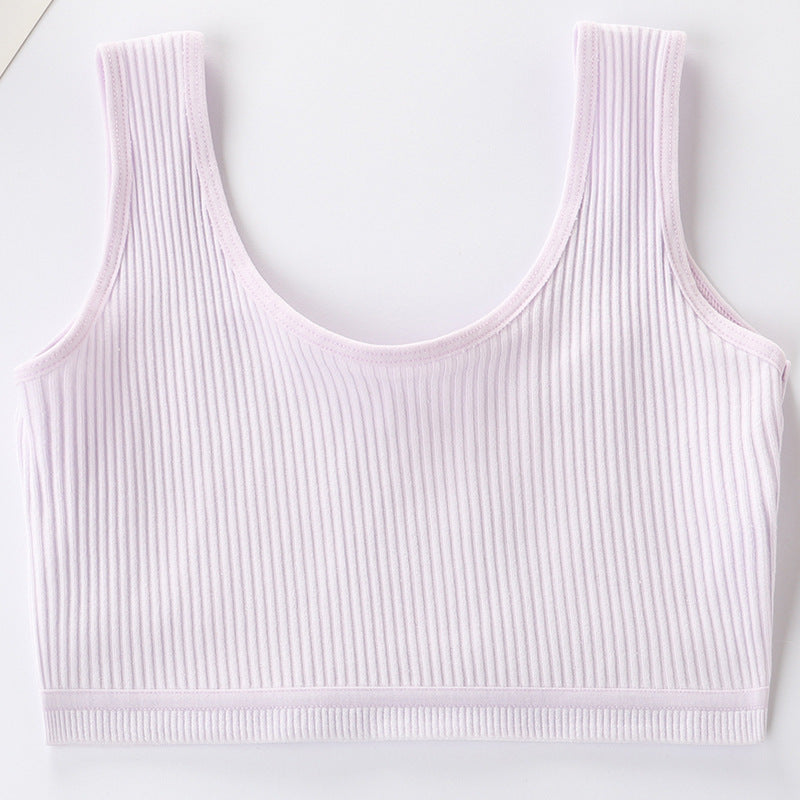 Foreign Trade Hot-Selling Developmental Girls' Camisole Double-Layer Cotton Teenage Girls' Underwear Junior High School Girls' Bra Factory Wholesale