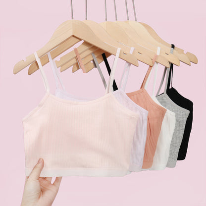 Foreign Trade Hot-Selling Developmental Girls' Camisole Double-Layer Cotton Teenage Girls' Underwear Junior High School Girls' Bra Factory Wholesale