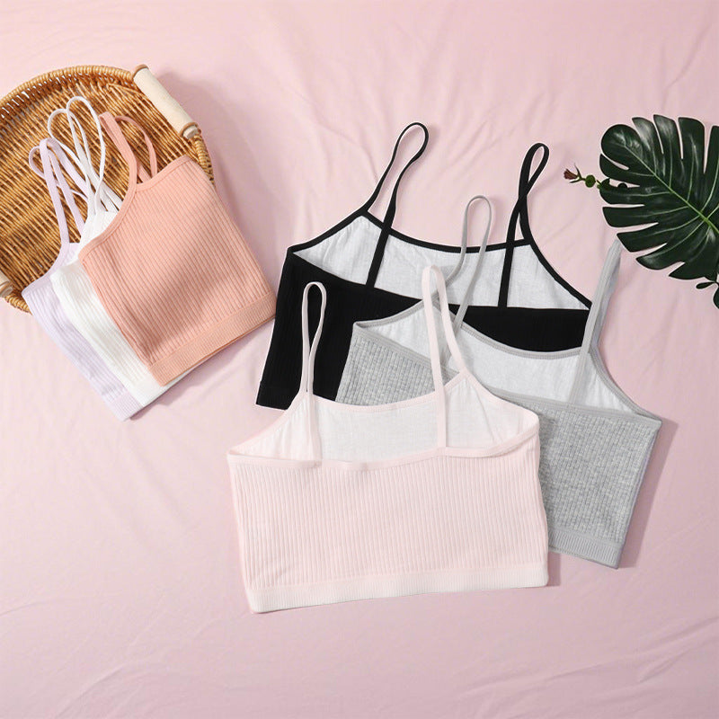 Foreign Trade Hot-Selling Developmental Girls' Camisole Double-Layer Cotton Teenage Girls' Underwear Junior High School Girls' Bra Factory Wholesale