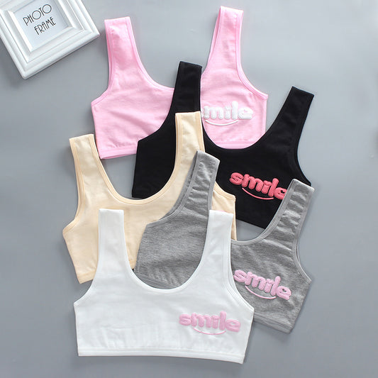 bra Girls' Bra 7-14 Years Old Children's Developmental Period Small Vest Underwear Double Layer Camisole Cotton Export Middle School Girls