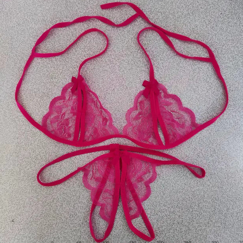 Wholesale Sexy Lace Transparent Open Crotch Temptation Three-Point Women's Lingerie Open Crotch Set One Piece Dropshipping