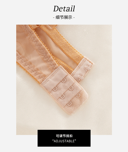 European and American Luxury Thin Plus Size Sexy Women's Lace Bra Push-Up Side Breast Collection Pure Desire Underwear Set for Women