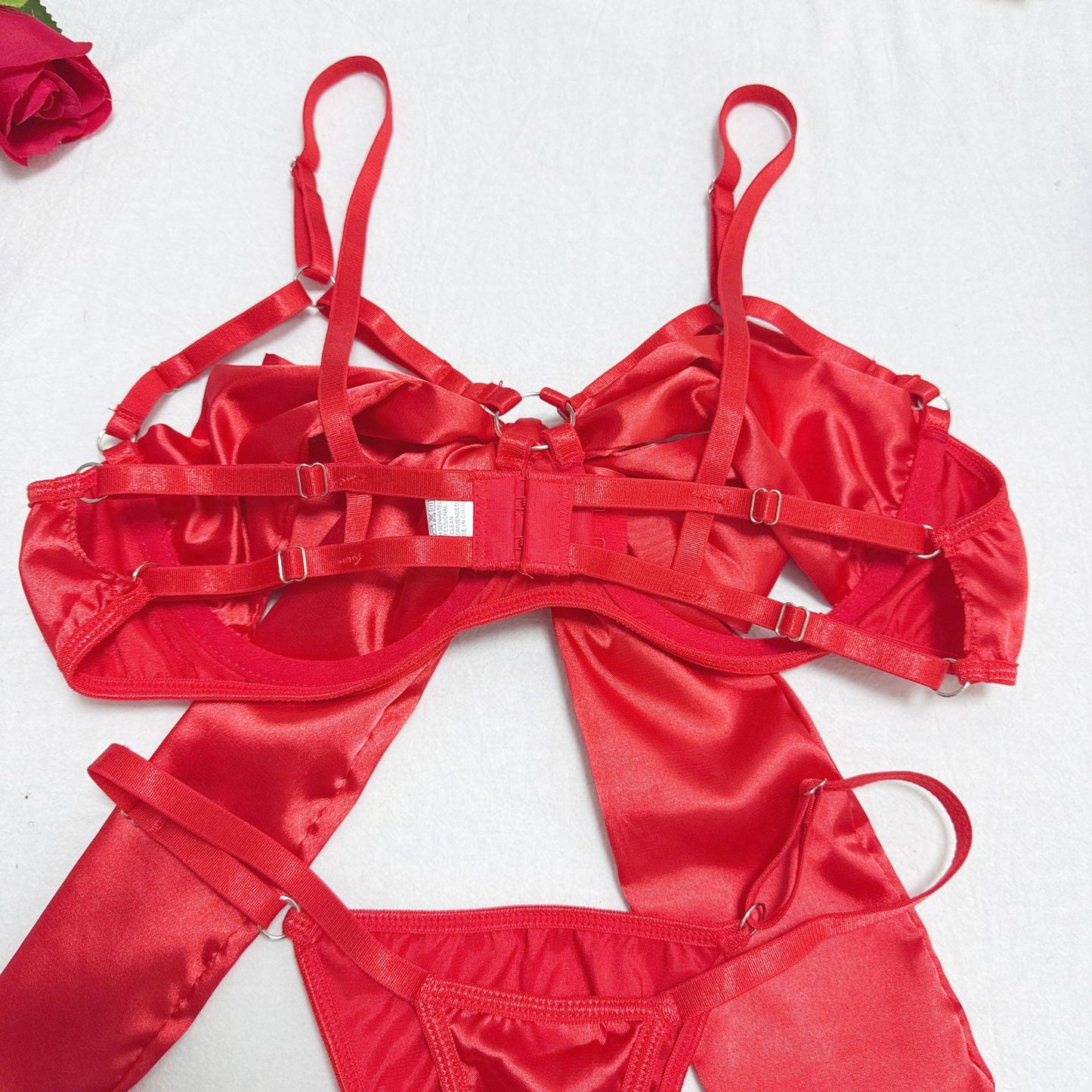 Lingerie New Style Sexy Lingerie Exquisite Bowknot Hollow Sexy Three-Piece Set with Underwire