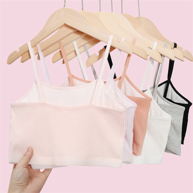 Foreign Trade Hot-Selling Developmental Girls' Camisole Double-Layer Cotton Teenage Girls' Underwear Junior High School Girls' Bra Factory Wholesale