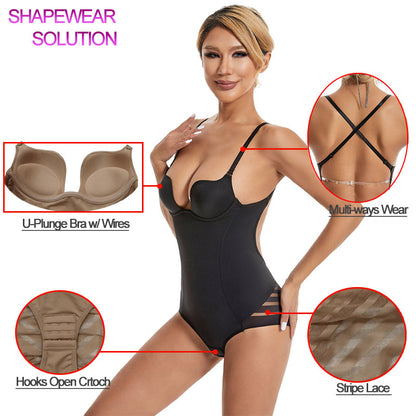 Cross-Border Sexy Backless One-Piece Shapewear for Women, U-Shaped Back Beauty Dress, Inner Wear, Tummy Control Corset