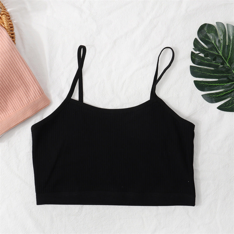 Foreign Trade Hot-Selling Developmental Girls' Camisole Double-Layer Cotton Teenage Girls' Underwear Junior High School Girls' Bra Factory Wholesale
