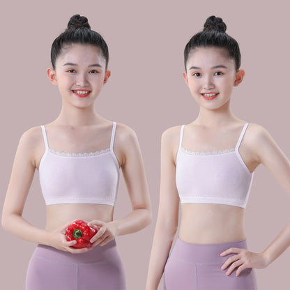 Girls' Underwear Vest Developmental Period 7-13 Years Old Children's First Stage Elementary School Middle School Girls' Bra Summer Thin