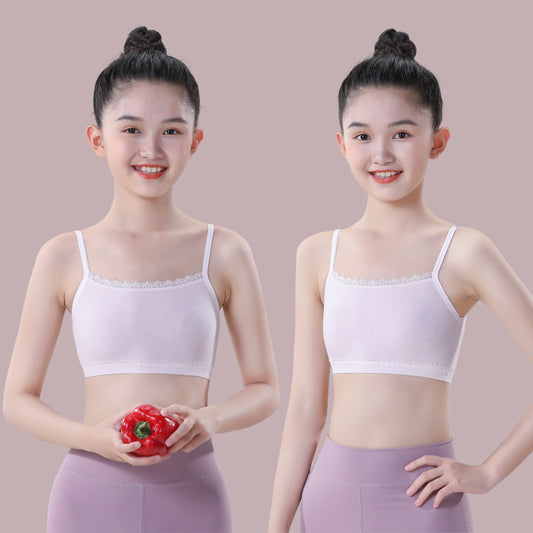 Girls' Underwear Vest Developmental Period 7-13 Years Old Children's First Stage Elementary School Middle School Girls' Bra Summer Thin