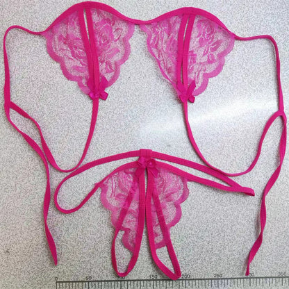 Wholesale Sexy Lace Transparent Open Crotch Temptation Three-Point Women's Lingerie Open Crotch Set One Piece Dropshipping