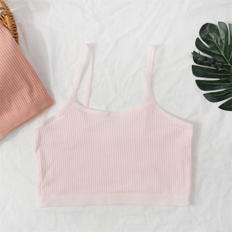 Foreign Trade Hot-Selling Developmental Girls' Camisole Double-Layer Cotton Teenage Girls' Underwear Junior High School Girls' Bra Factory Wholesale