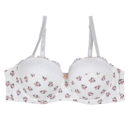 bra European and American Foreign Trade Sexy Lace Lingerie Nylon Printed Breathable Quick-Dry Small Chest Push-Up Women's Bra Set