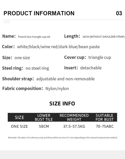 Cross-Border Sexy Lace Wireless Bra Set Push-Up Seamless Anti-Sagging Triangle Cup Bra Underwear for Women Small Bust