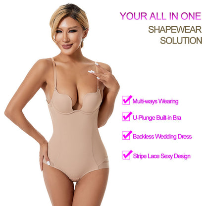 Cross-Border Sexy Backless One-Piece Shapewear for Women, U-Shaped Back Beauty Dress, Inner Wear, Tummy Control Corset