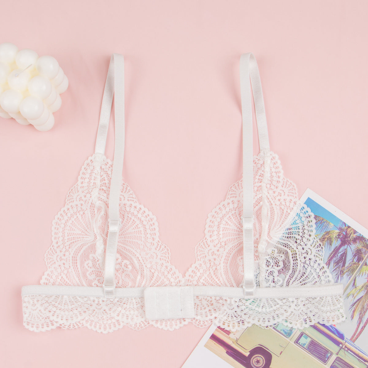 bra European and American Export Triangle Cup French Style Thin Strap Sexy Bra for Women New Pure Desire Lace Trim Breathable Beautiful Back Bra