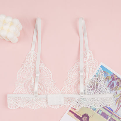 bra European and American Export Triangle Cup French Style Thin Strap Sexy Bra for Women New Pure Desire Lace Trim Breathable Beautiful Back Bra
