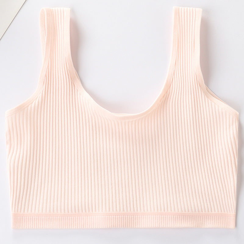 Foreign Trade Hot-Selling Developmental Girls' Camisole Double-Layer Cotton Teenage Girls' Underwear Junior High School Girls' Bra Factory Wholesale