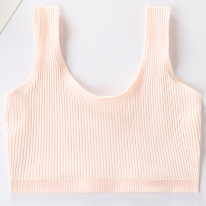 Foreign Trade Hot-Selling Developmental Girls' Camisole Double-Layer Cotton Teenage Girls' Underwear Junior High School Girls' Bra Factory Wholesale