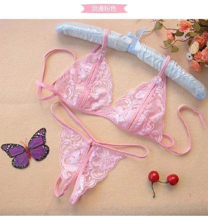 Wholesale Sexy Lace Transparent Open Crotch Temptation Three-Point Women's Lingerie Open Crotch Set One Piece Dropshipping